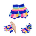 Kids' Rainbow Acrylic Knitted Gloves - Mixed Color